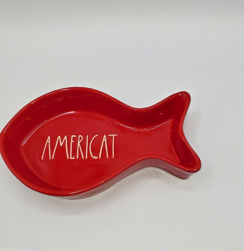 Rae Dunn by Magenta "Americat" Fish Shape Pet Bowl 7"